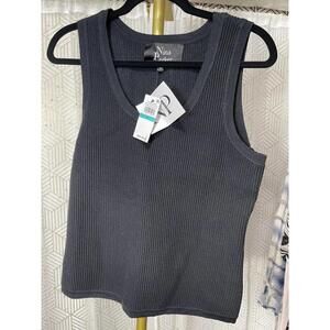 NWT Nina Parker Ribbed Tank Top Black Size 0X MSRP $34